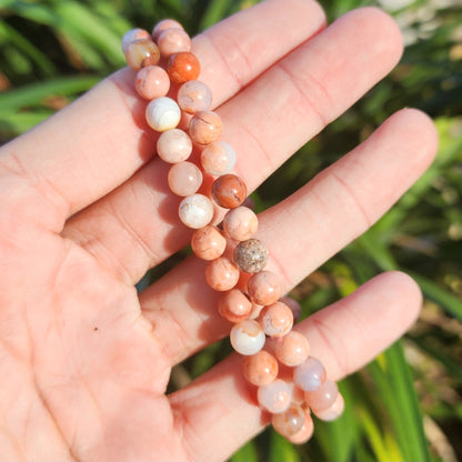 Pink Cotton Candy Agate Stretchy Bracelet