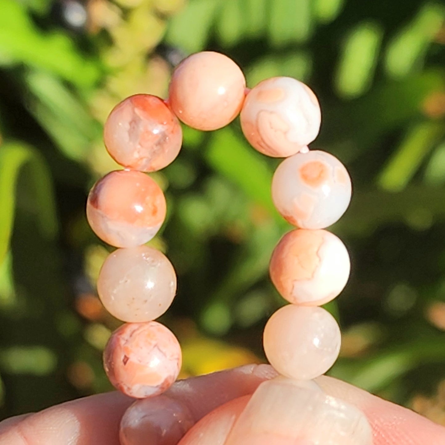 Pink Cotton Candy Agate Stretchy Bracelet