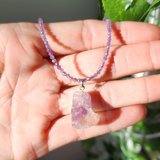 Ametrine Pendant on Amethyst 2mm beaded necklace