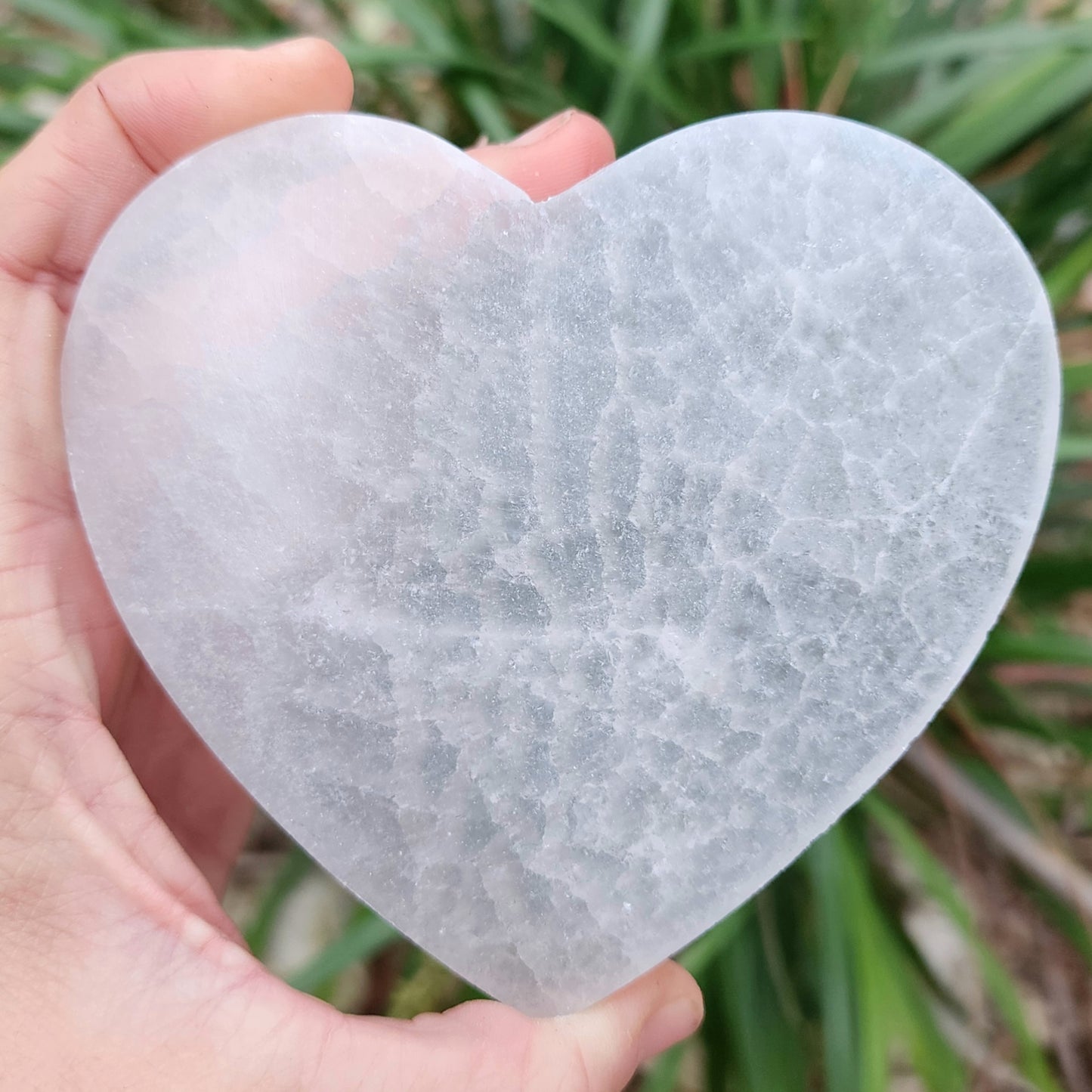 Satin Spar Selenite Heart Plate