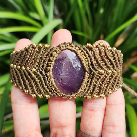 Amethyst Macrame Cuff Bracelet