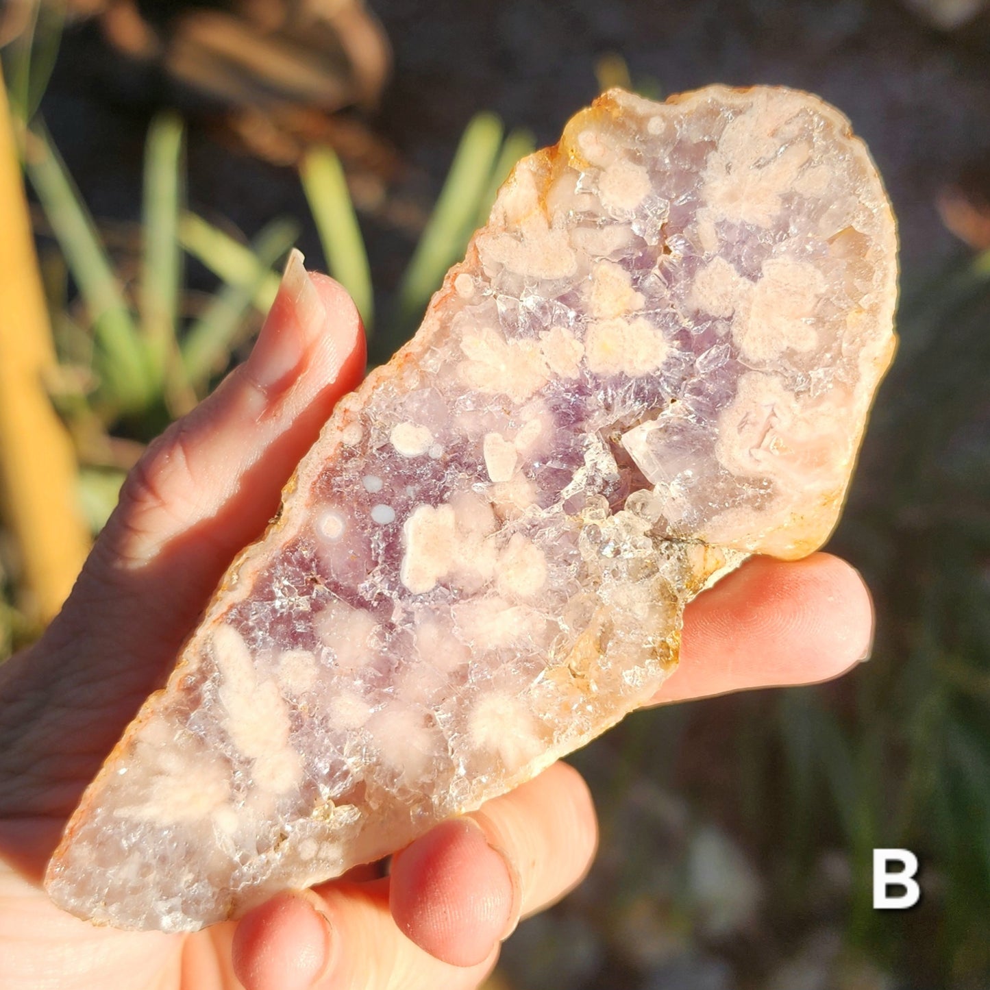 Pink Amethyst Slab with Amethyst and Flower Agate