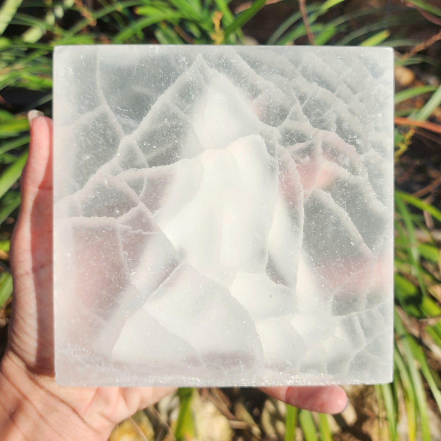 Satin Spar Selenite Yoga Girl Plate