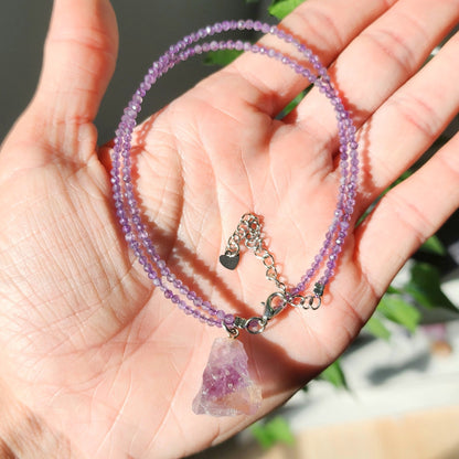 Ametrine Pendant on Amethyst 2mm beaded necklace