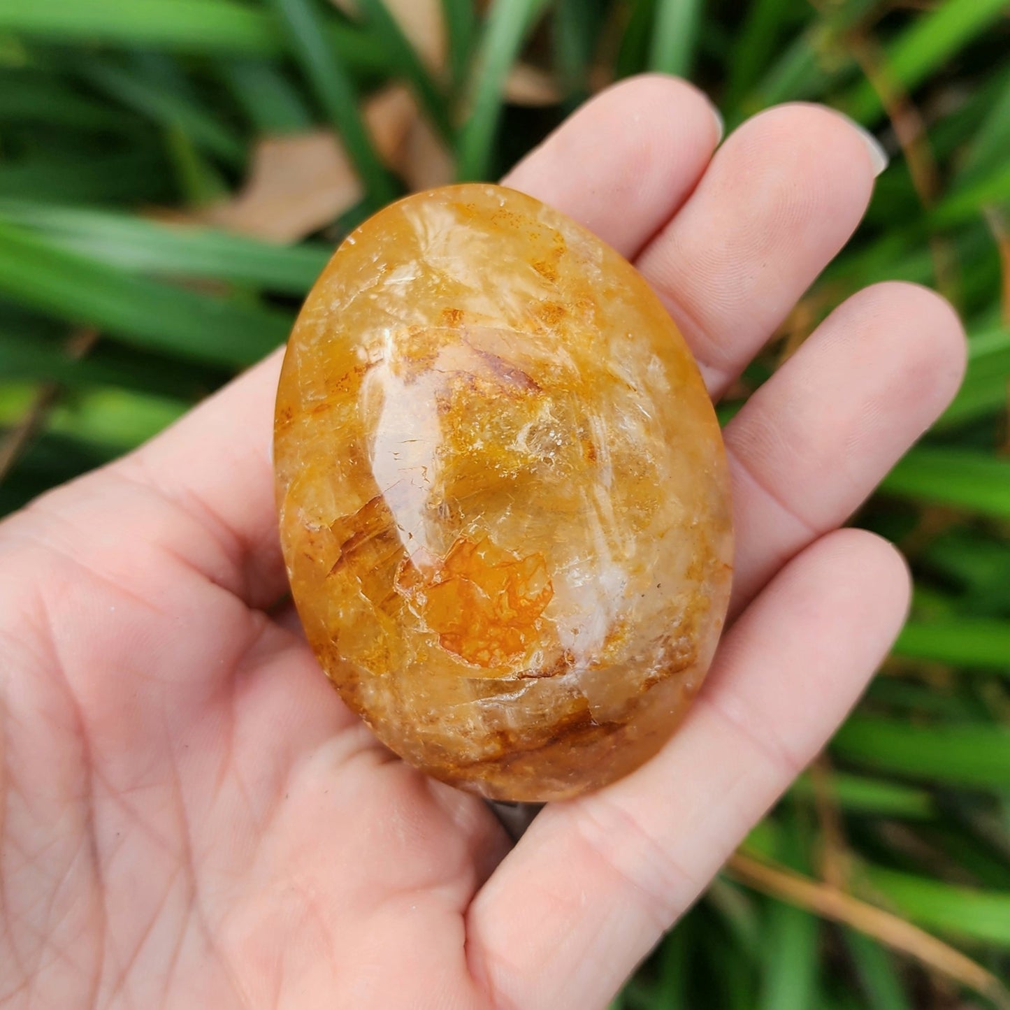 Golden Healer Quartz Palm Stone