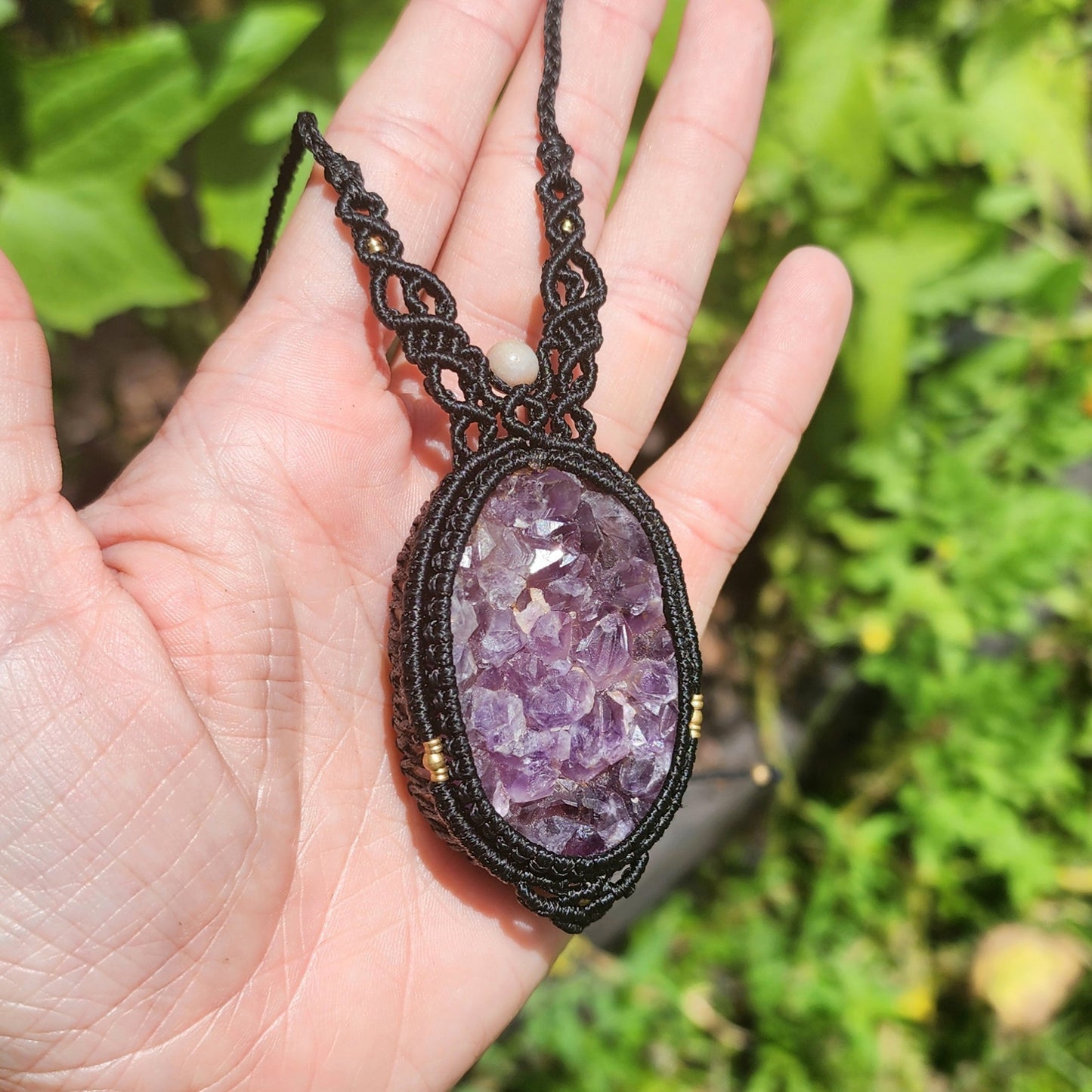 Druzy Amethyst Macrame Necklace