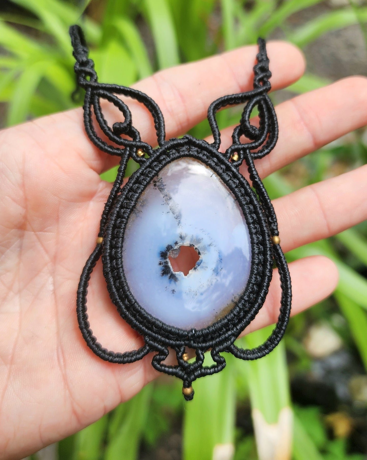 Dendritic Opal Macrame Necklace