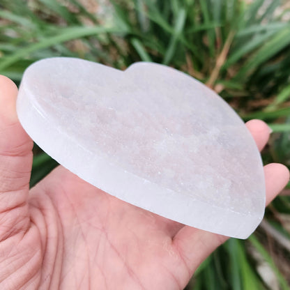 Satin Spar Selenite Heart Plate