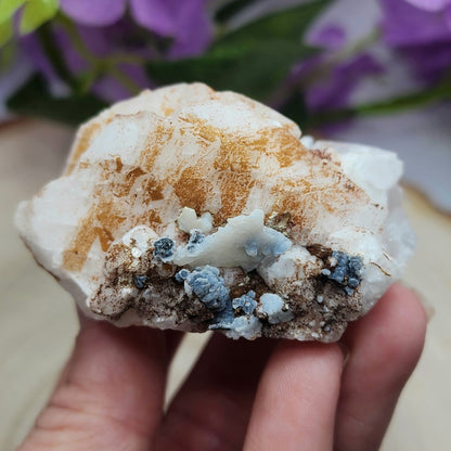 Pyrite Dusted Calcite Cluster w/ Blue Chalcedony