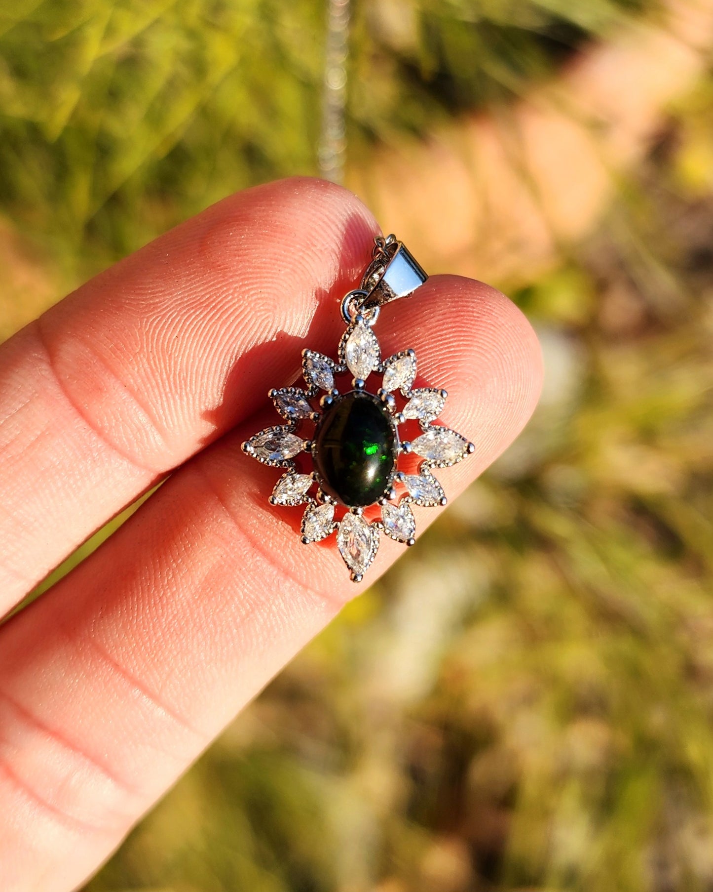 Precious Black Opal Necklace