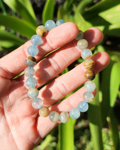 Aquatine Lemurian Calcite Stretchy Bracelet