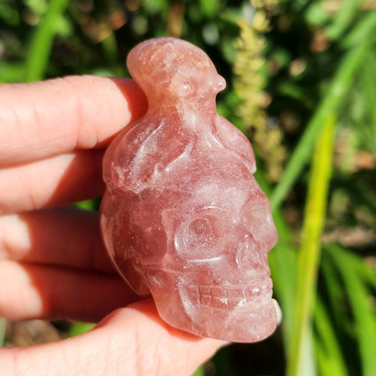 Red Aventurine Octopus on Skull Carvings