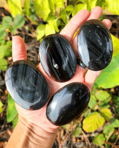 Midnight Lace Obsidian Palm Stone