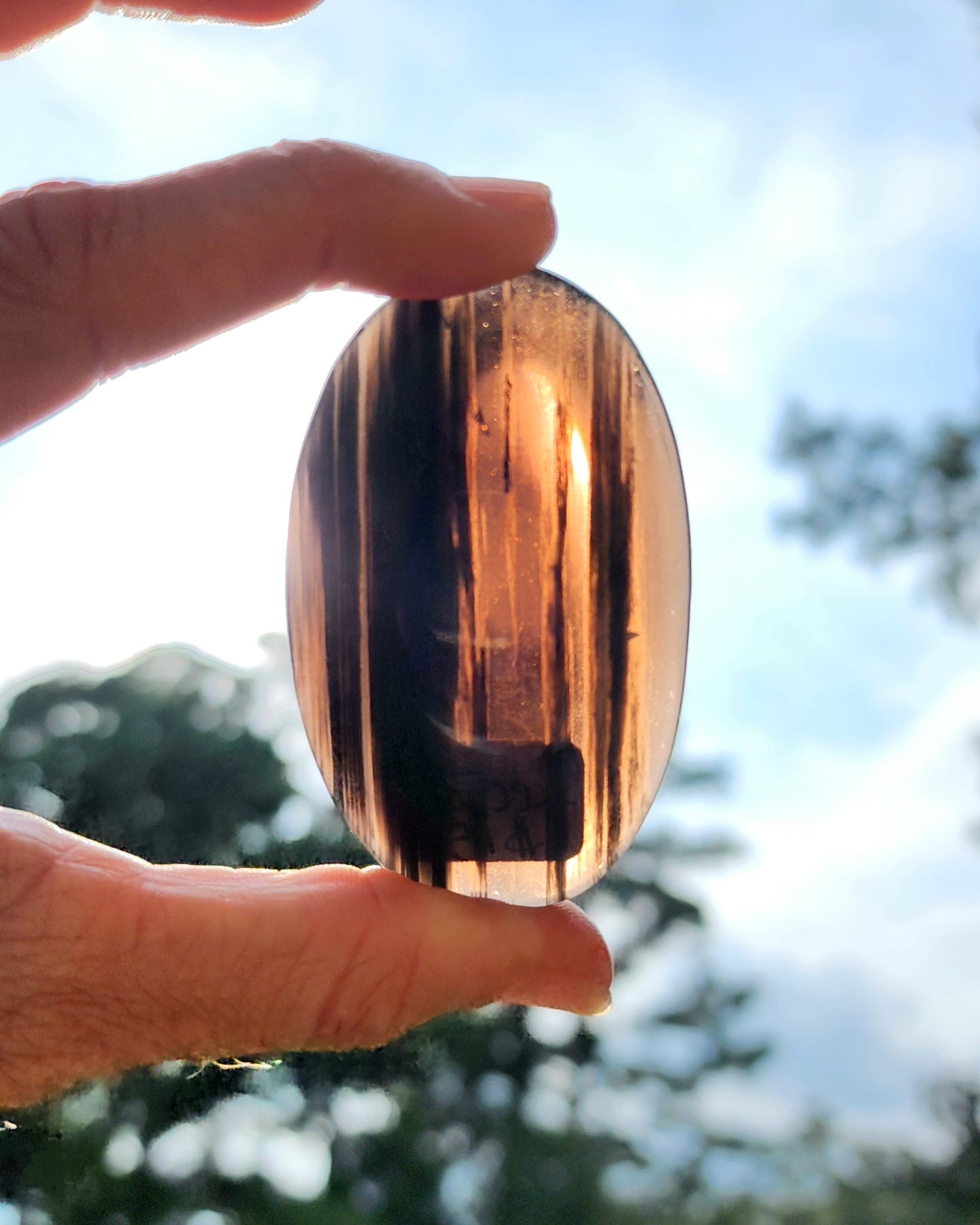 Midnight Lace Obsidian Palm Stone