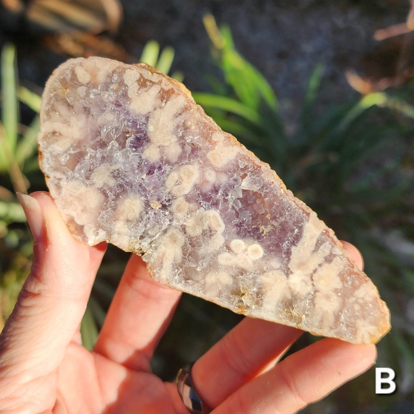 Pink Amethyst Slab with Amethyst and Flower Agate