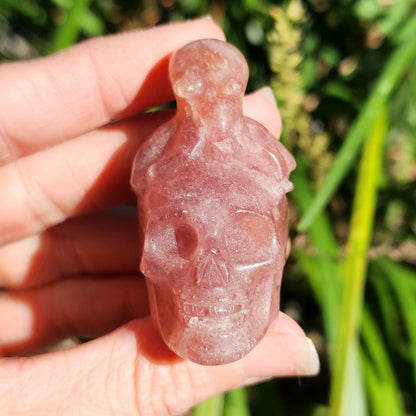 Red Aventurine Octopus on Skull Carvings