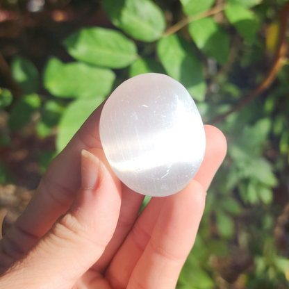 Satin Spar Selenite Mini Palm Stone