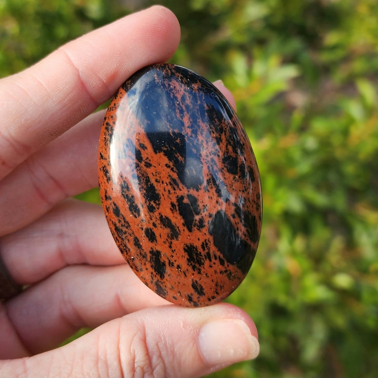 Mahogany Obsidian Palm Stone