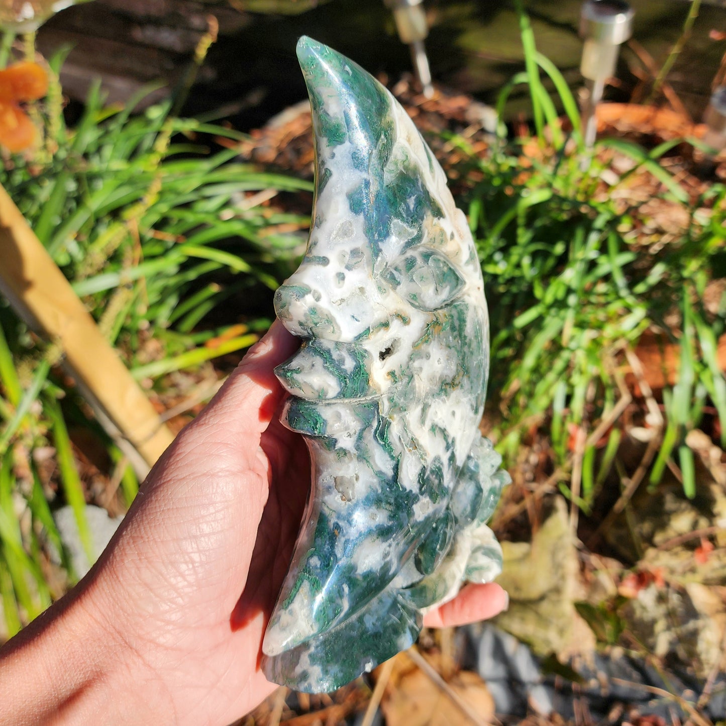 XL Moss Agate Man in the Moon