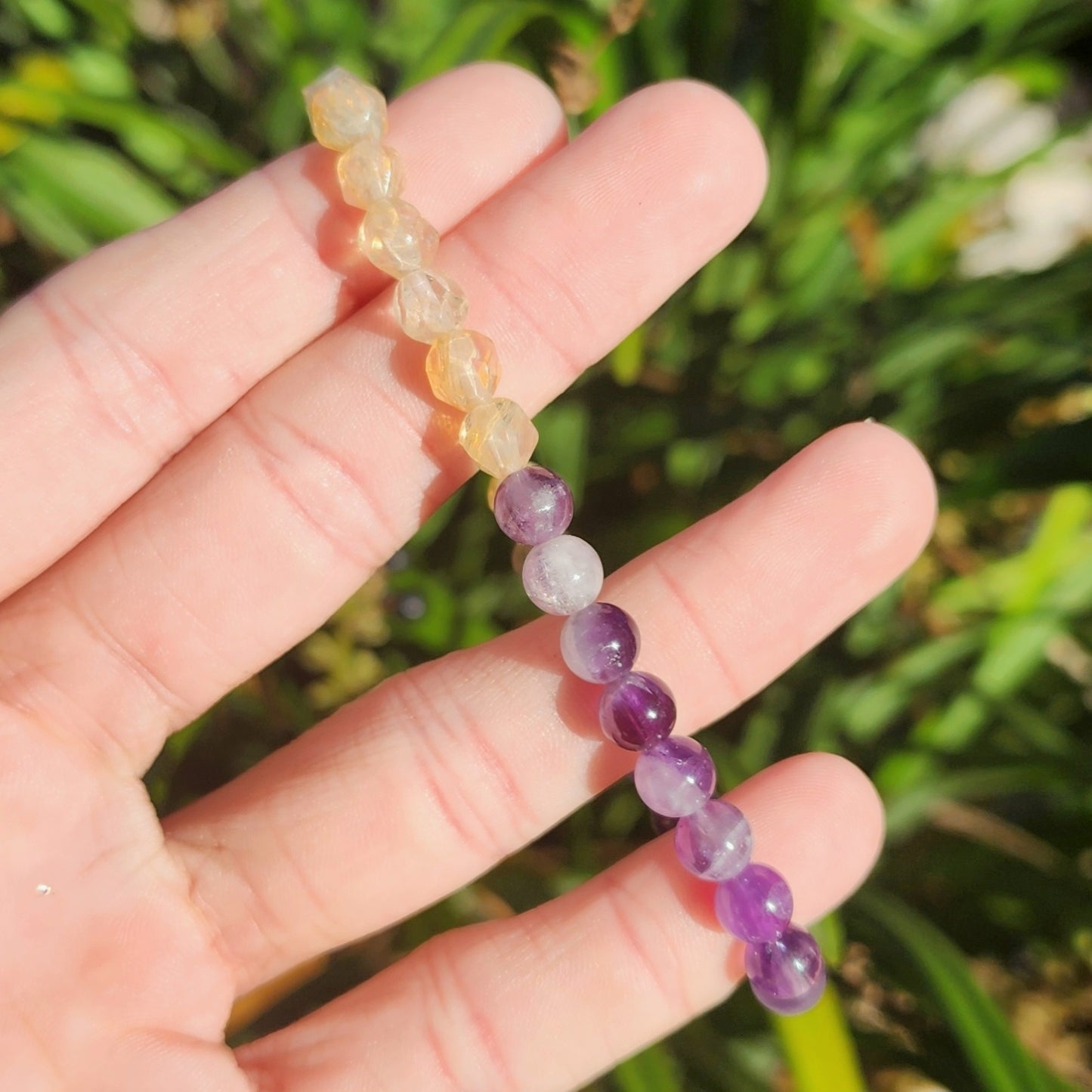 Amethyst & Faceted HTA 'Citrine' Stretchy Bracelet