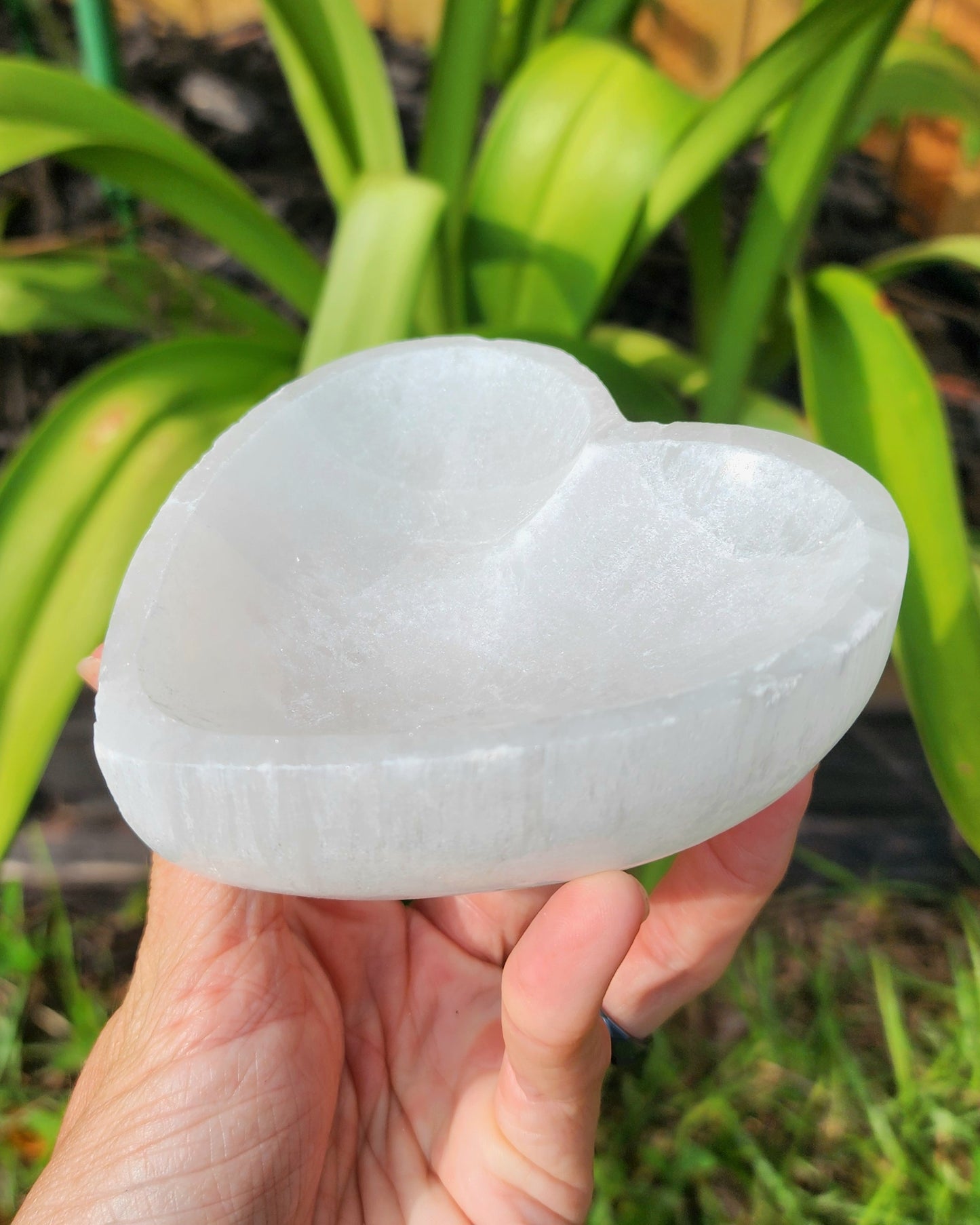 Satin Spar Selenite Heart Cleansing Bowl