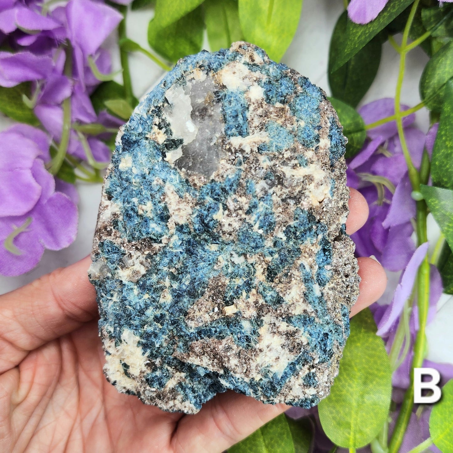 Rare Blue Tourmaline (Indicolite) and Lepidolite in Quartz Specimens