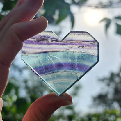 Rainbow Fluorite Faceted Heart