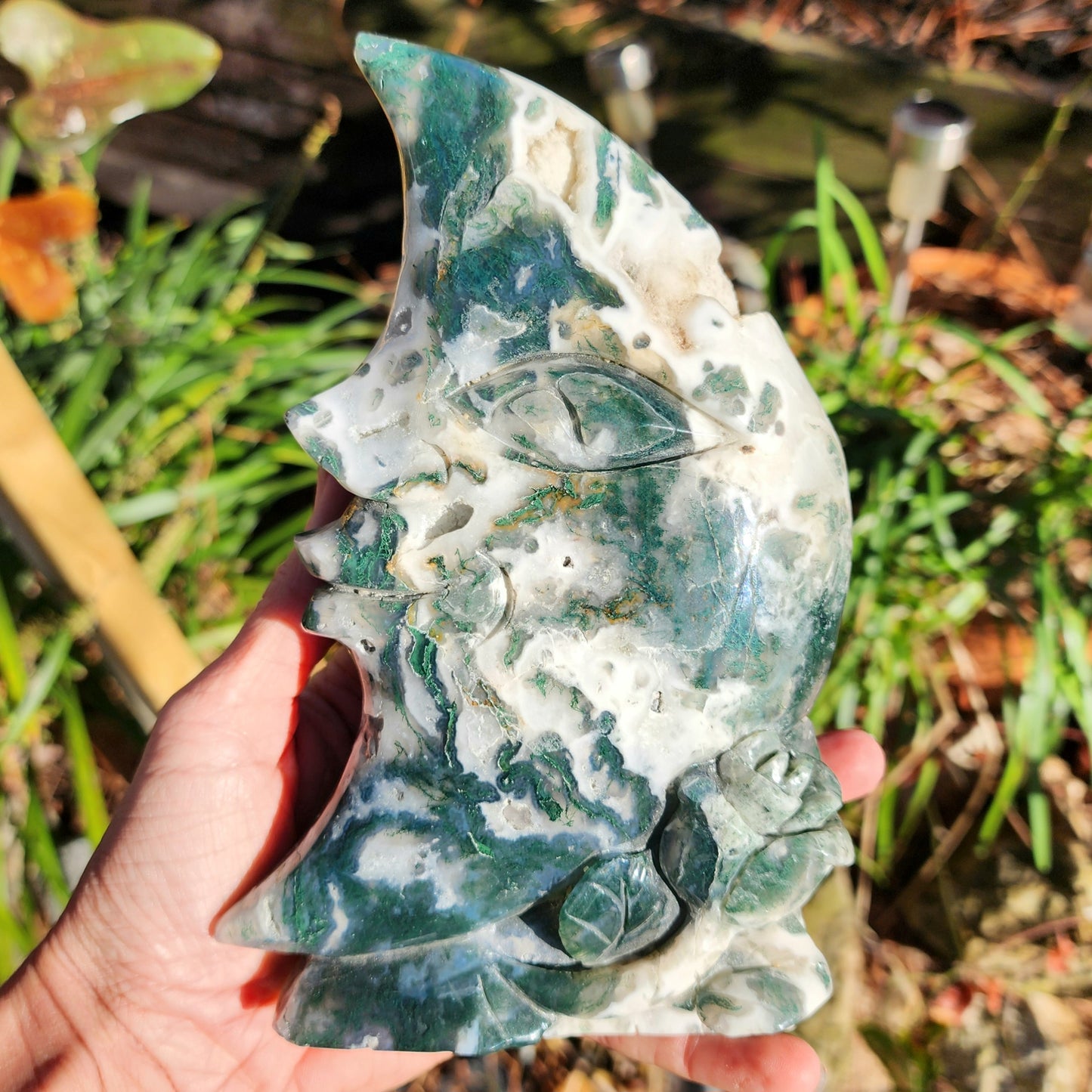 XL Moss Agate Man in the Moon