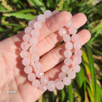 Faceted Rose Quartz Stretchy Bracelet