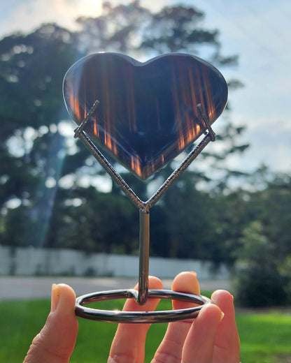 Midnight Lace Obsidian Heart on Stand