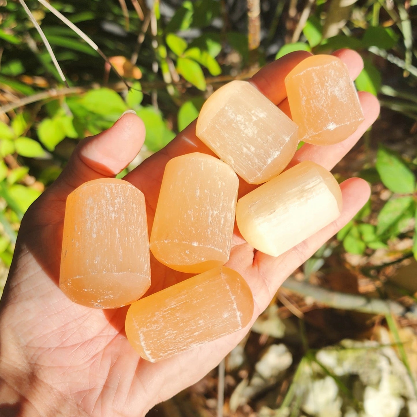 Peach Satin Spar Selenite Tumble