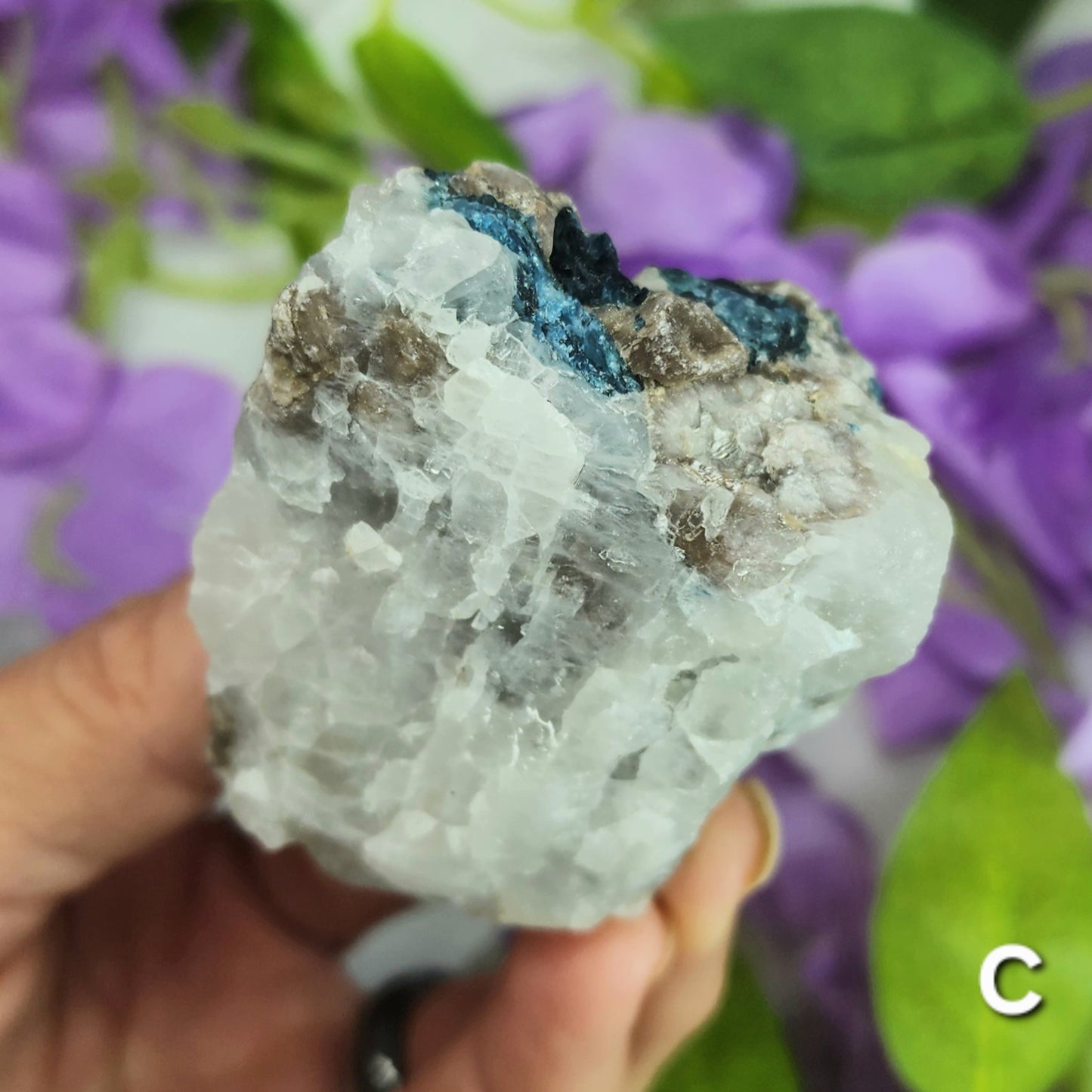 Rare Blue Tourmaline (Indicolite) and Lepidolite in Quartz Specimens