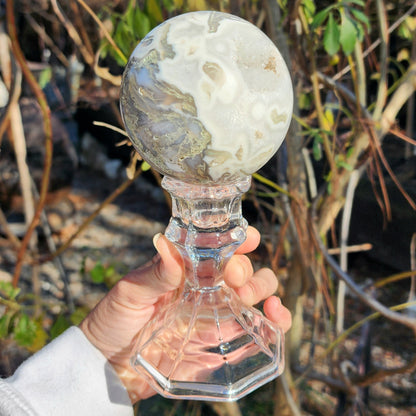 Huge Druzy Moss Agate Sphere