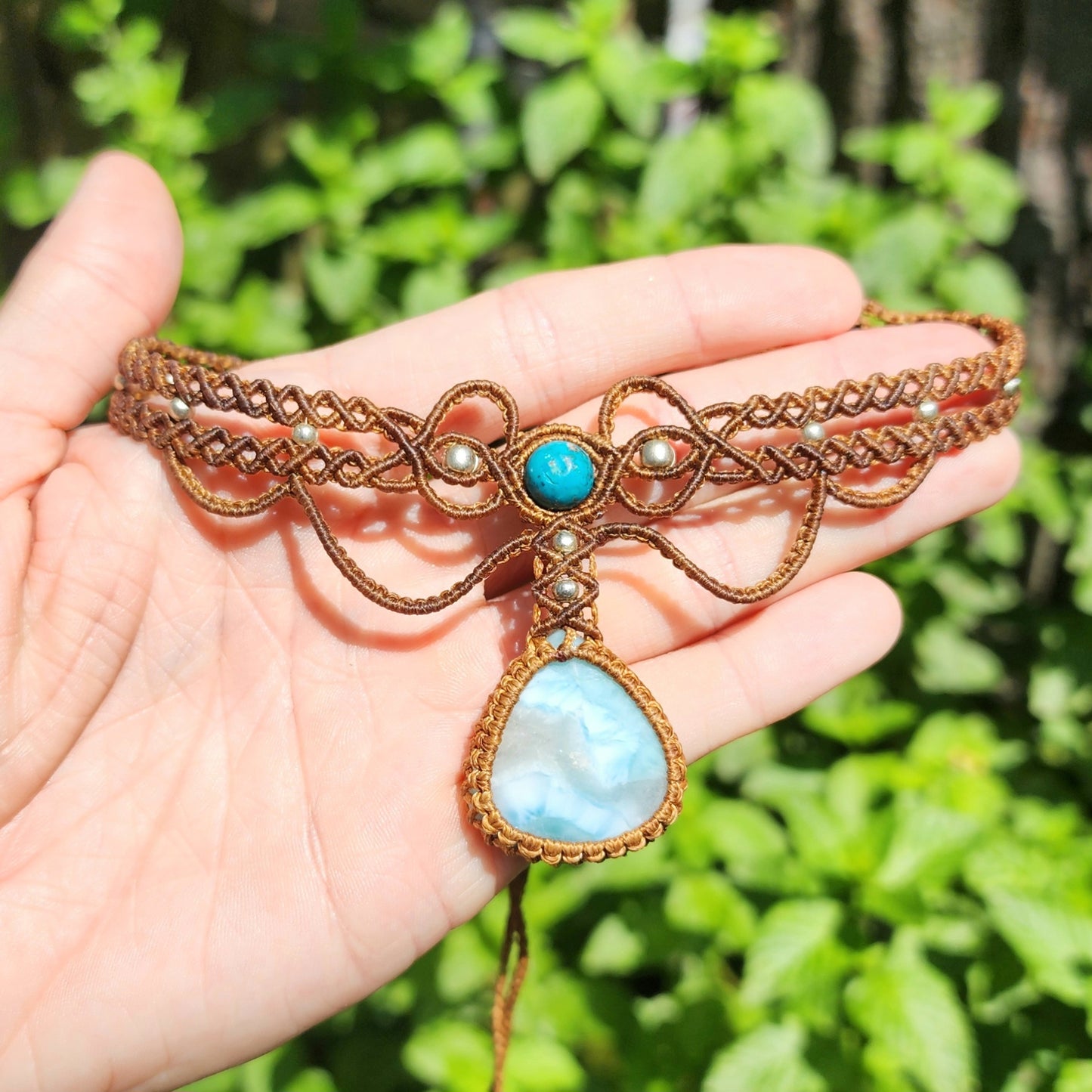 Larimar Macrame Choker or Fairy Crown