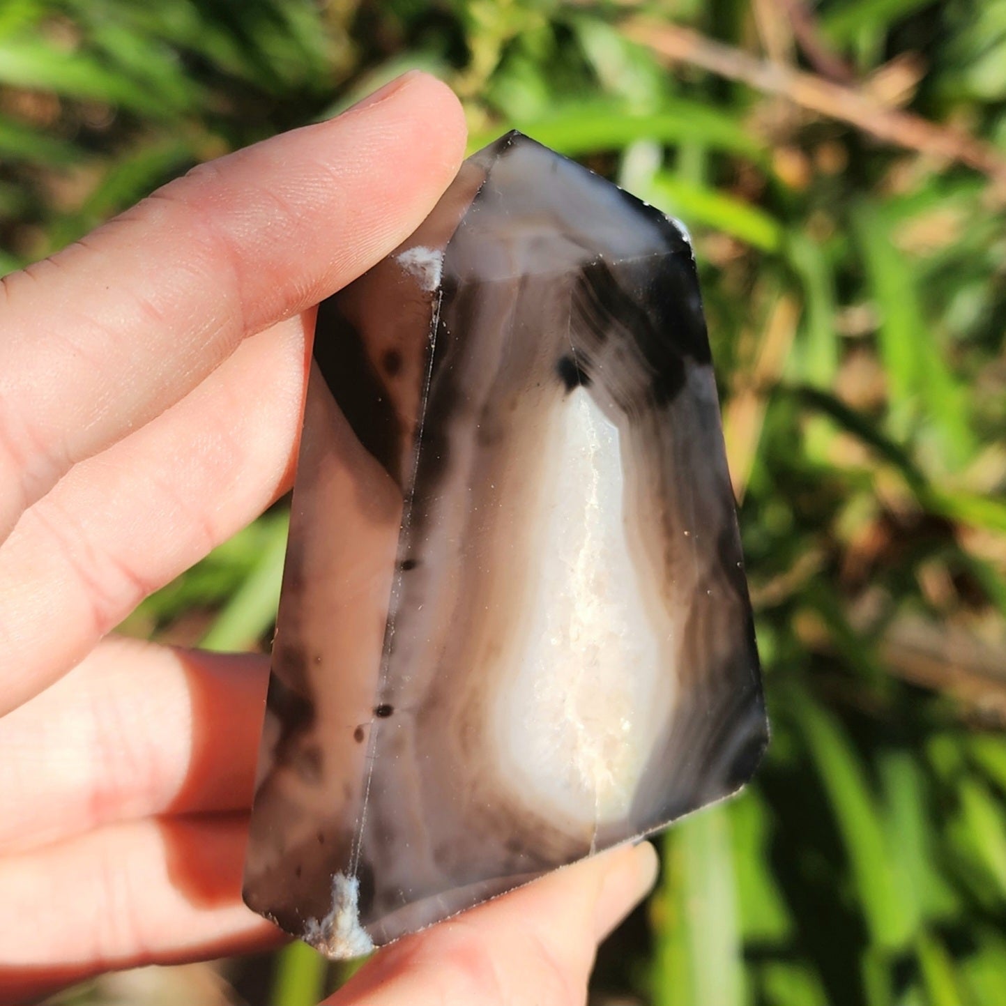 Druzy Black Banded Agate Obelisk